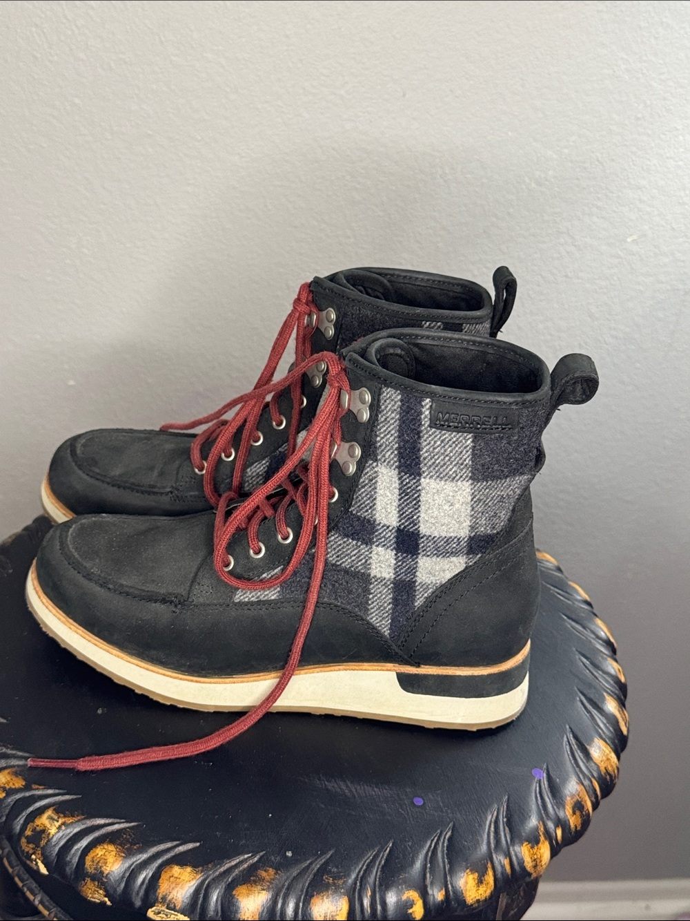 Merrell Women's Roam Mid Plaid Wool Booties, size 6.5 - Picture 3 of 5